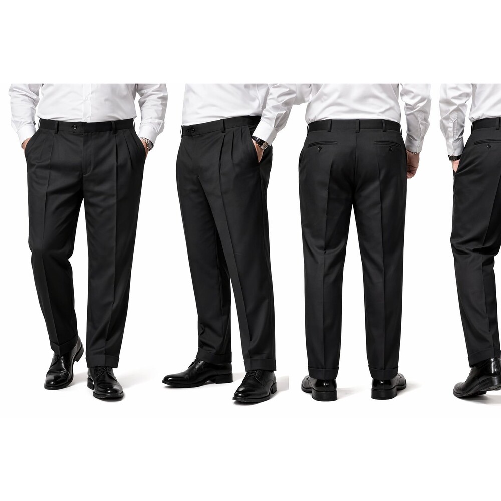 Pronto-Uomo Mens Dress Pants Pleated 40x32 Pleated Lined Black